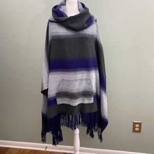 Free People Gray and Purple Poncho